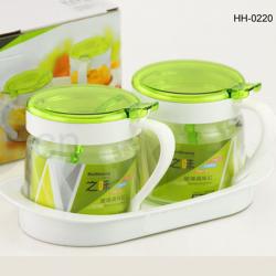 之味玻璃二格調味缸