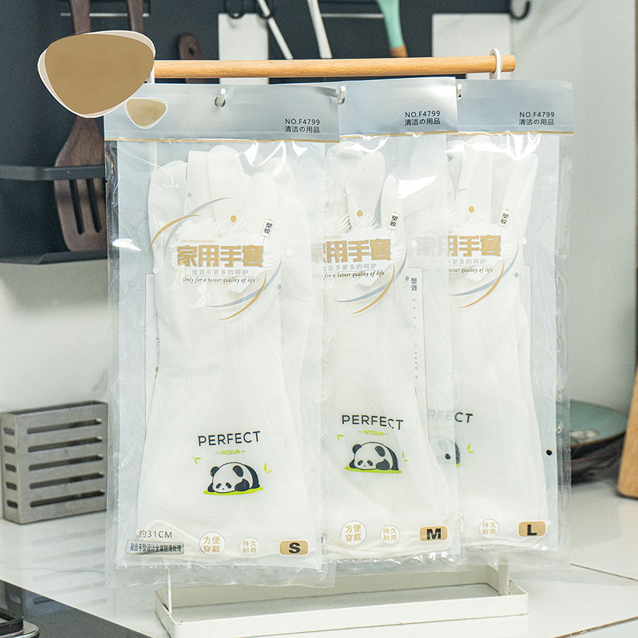 小熊塑膠手套短袖大中